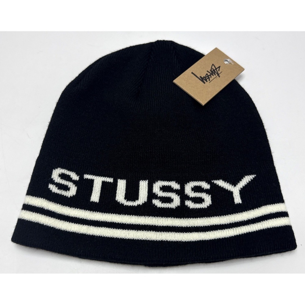 Stussy Jacquard Stripe Skullcap Beanie Black